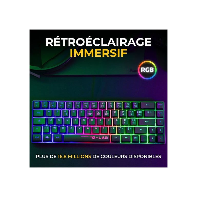 Combo gaming 2 en 1 The G Lab Hydrogen Clavier Azerty filaire + filaire - vue 8