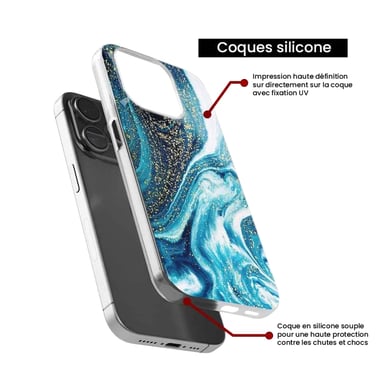 Coque en silicone - Compatible Samsung Galaxy A24 4G - design marbre bleu paillete