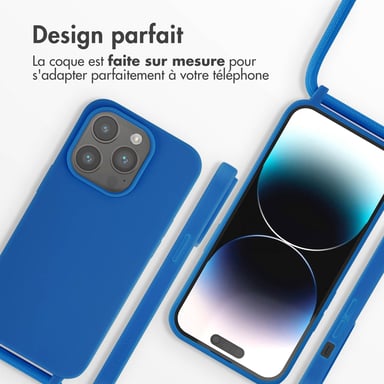 imoshion Coque en silicone avec cordon pour Apple iPhone 14 Pro - Bleu