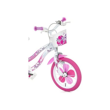 Vélo pour fille rose et blanc 14'' FLAPPY Dino Bikes