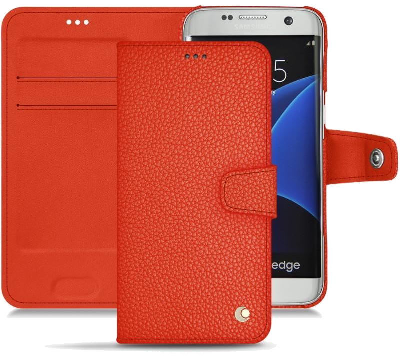Housse cuir Samsung Galaxy S7 Edge - Rabat horizontal portefeuilleOrange