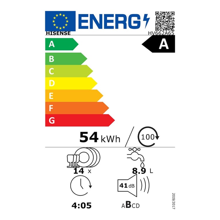 Lave-Vaisselle Entièrement Intégré HISENSE HV662A65 – 14 Couverts, 41 dB - vue 5