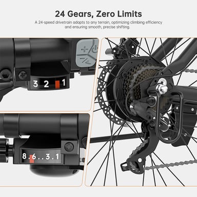 Vélo Électrique Foride Xtremer 2, Moteur 250W, Batterie 36V 15.6Ah, Pneus 27.5''X2.35'', Autonomie 120 km, Transmission Shimano 24 vitesses, Frein à disque hydraulique, Convient aux déplacements quotidiens
