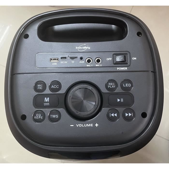 Enceinte karaoké INOVALLEY RGB 800 Watts Bluetooth V5.0 Micro sans fil inclus Autonomie 2 à 3 heures LED - vue 3