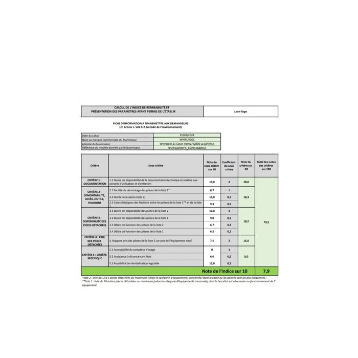 WHIRLPOOL Lave linge frontal 9 kg 1200 trmn FFSPL9269WFR - vue 6