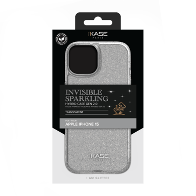 Coque hybride étincelante invisible GEN 2.0 83% de plastique recyclé pour Apple iPhone 15, Transparente