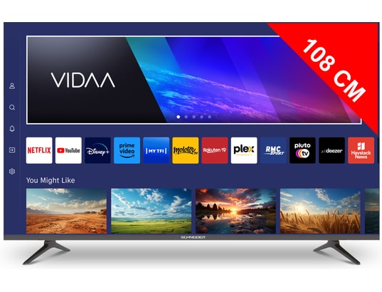 SCHNEIDER 43A1 Téléviseur QLED 43 109cm Smart Vidaa HDMIx3 3840 x 2160 pix 4K UHD - vue 3