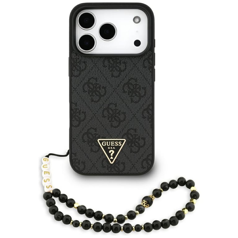 Guess 4G Triangle Logo With Pearl Strap MagSafe Case for iPhone 17 Pro 6.3
