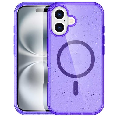 imoshion Coque Pailletée avec MagSafe pour Apple iPhone 16 - Paillettes Violet