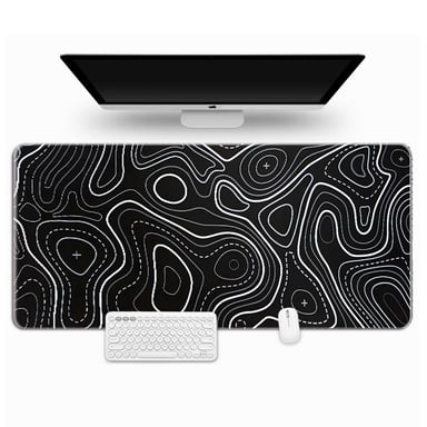 Alfombrilla de ratón grande - Alfombrilla de escritorio con diseño topográfico Black M