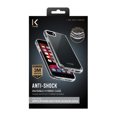 Coque Antichoc hybride invisible pour Apple iPhone 6/6s/7/8/SE 2020/SE 2022, Transparente