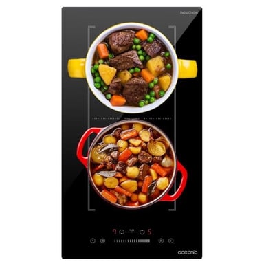 Domino induction encastrable - OCEATI2Z2BF - 2 foyers avec zone flexible- 3600 W - Noir