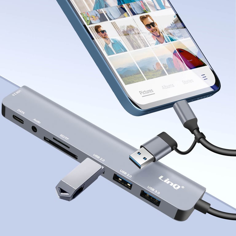 Hub USB Support OTG 5 Gbps Lecteur Carte SD / TF et Audio Jack 3.5mm Neuf - vue 3