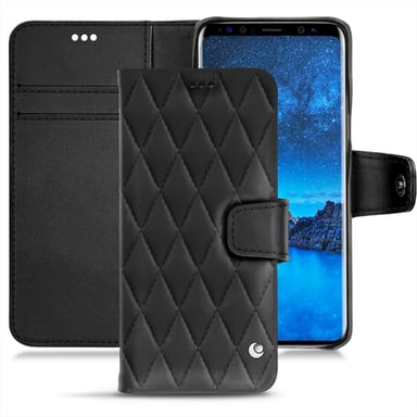 Housse cuir Samsung Galaxy S9 -  - Noir - Cuir lisse couture
