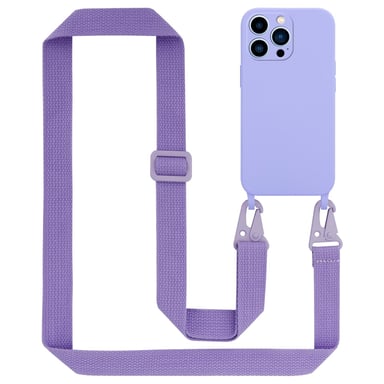 Tour de cou chaîne pour Apple iPhone 13 PRO en LIQUID LIGHT PURPLE Housse de protection en silicone avec cordelette réglable