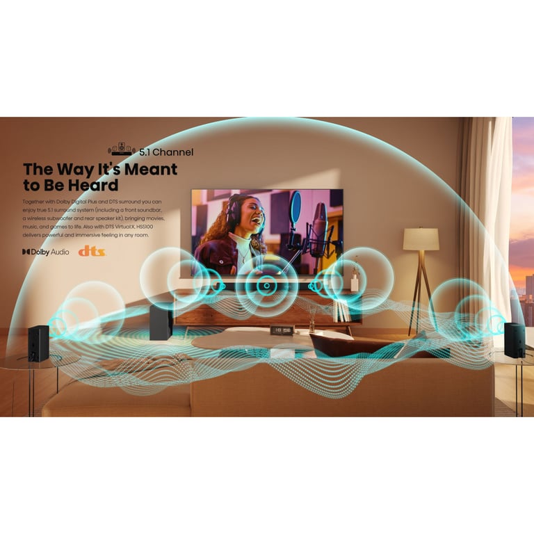 Barre de son HISENSE Caisson de basses sans fil & enceintes arrières Bluetooth 5.1 CH - vue 5