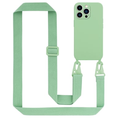 Tour de cou chaîne pour Apple iPhone 14 PRO en LIQUID LIGHT GREEN Housse de protection en silicone avec cordelette réglable