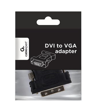 Gembird A-DVI-VGA-BK changeur de genre de câble DVI-A VGA 15-pin Noir, Métallique