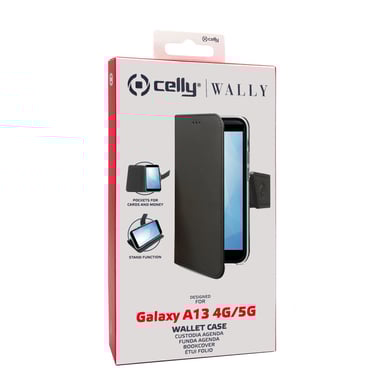 Celly Wally coque de protection pour téléphones portables 16,5 cm (6.5'') Étui avec portefeuille Noir Samsung Galaxy A13 5G