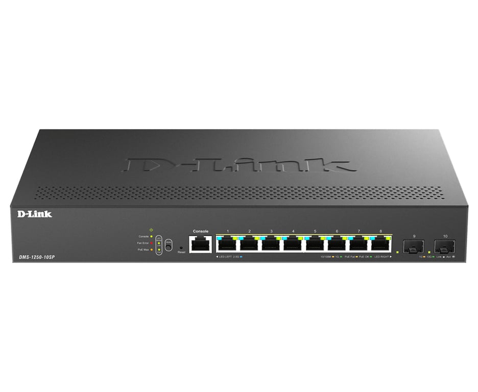 D Link DMS 1250 10SP Géré 2.5G Ethernet 10010002500 Connexion Ethernet supportant 'alimentation via ce port PoE Neuf - vue 1