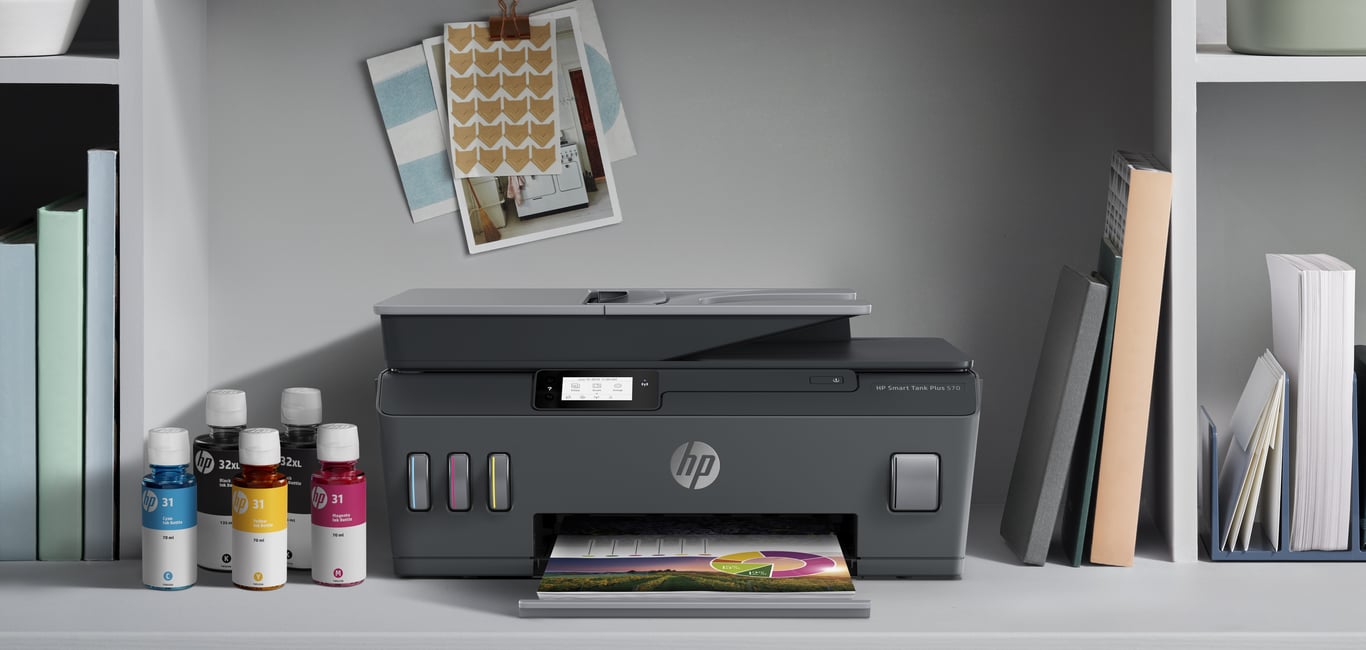 HP Smart Tank Plus 570 Sans fil All-in-One Couleur Imprimante, Copieur, Scanner - Neuf