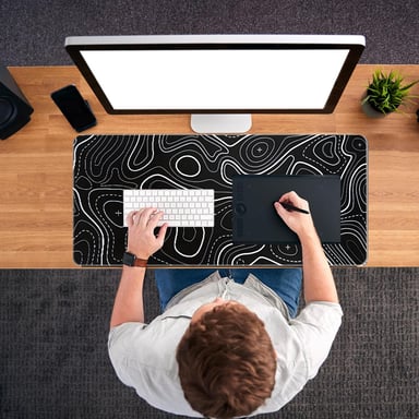Alfombrilla de ratón grande - Alfombrilla de escritorio con diseño topográfico Black M