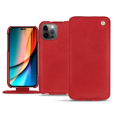 Housse cuir Apple iPhone 14 Pro - Rabat vertical - Rouge - Cuir lisse premium