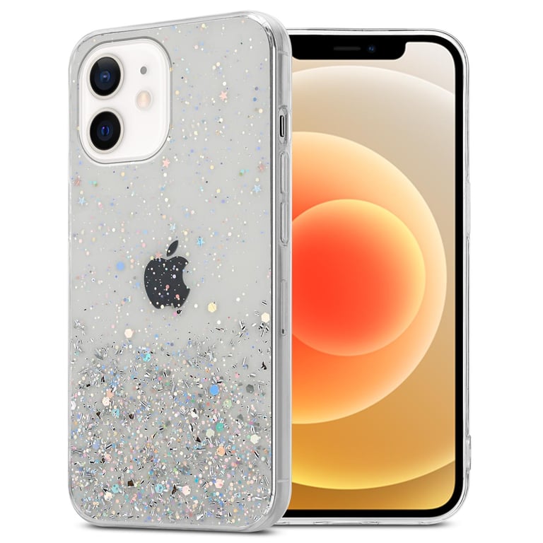 Funda para Apple iPhone 12 MINI transparente con purpurina Funda protectora  de silicona TPU flexible con purpurina brillante - Cadorabo