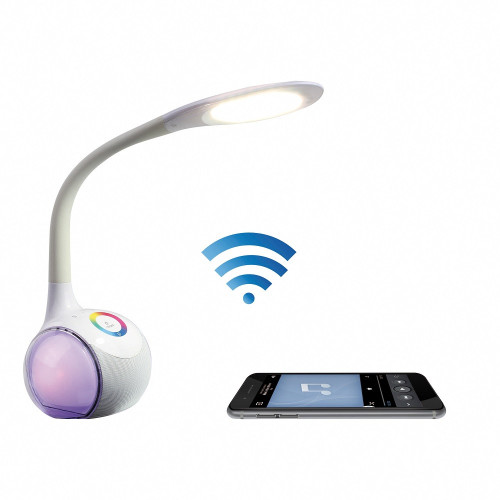 Lampe de bureau LED HP Bluetooth micro intégré blanche