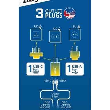 Caricabatterie Power Delivery - 20W - UE/UK/USA - Nero