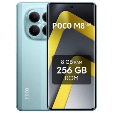 POCO M8 5G Verde 256 GB, Pantalla AMOLED 6,77'' 120Hz, 8 GB RAM, Octa-Core, Carga Rápida 45W, NFC, IP65