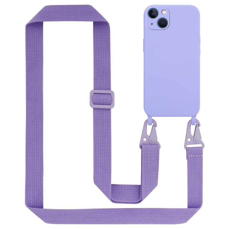 Cadena de collar para Apple iPhone 13 en LÍQUIDO MORADO CLARO Funda  protectora de silicona con cordón ajustable - Cadorabo