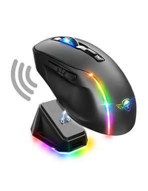 Spirit of Gamer S-EM50BK ratón Juego mano derecha RF Wireless + Bluetooth + USB Type-C Óptico 8000 DPI