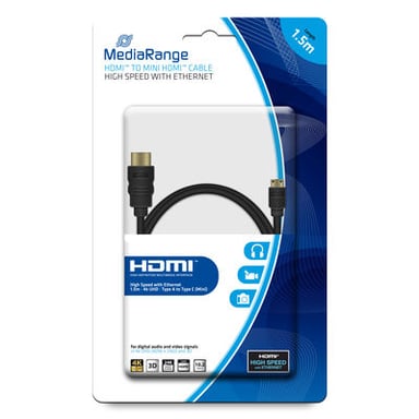 MediaRange MRCS165 câble HDMI 1,5 m HDMI Type A (Standard) HDMI Type C (Mini) Noir