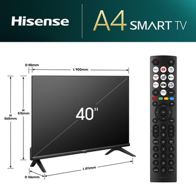Hisense 40A4N 101,6 cm (40'') Full HD Smart TV Wifi Noir 200 cd/m²