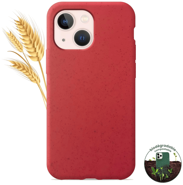 Coque silicone unie compatible Biodégradable Rouge Apple iPhone 13 Mini