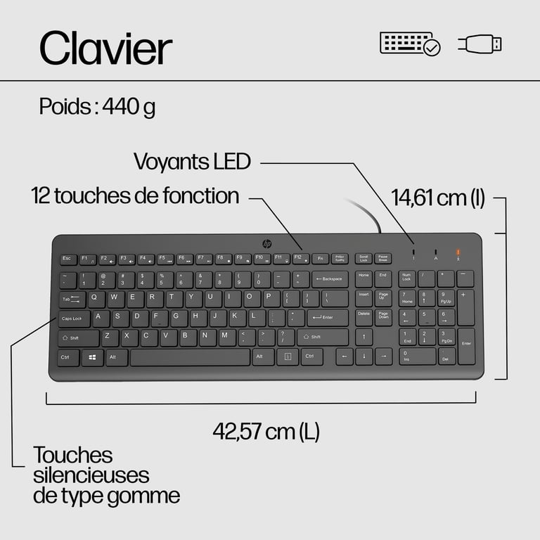 HP Souris et clavier filaires 150 - Neuf