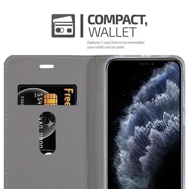 Coque pour Apple iPhone 11 PRO MAX en GRIS NOIR Housse de protection Étui avec fermeture magnétique, fonction de support et compartiment pour carte