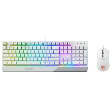 Teclado + Ratón - AZERTY - MSI - Vigor GK30 Combo Blanco FR - Ru00e9trou00e9clairu00e9 - Blanco