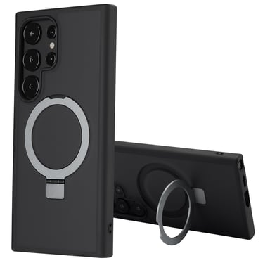 Accezz Coque Ring Stand avec MagSafe pour Samsung Galaxy S24 Ultra - Noir