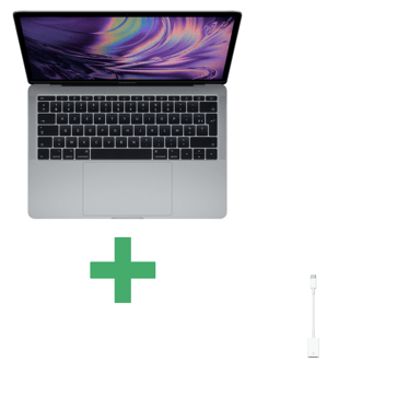 MacBook Pro Core i5 (2017) 13,3', 2.3 Ghz 256 Go 8 Go Intel Iris Plus Graphics 640, Gris Sidéral - AZERTY - Adaptateur-USBC-USB