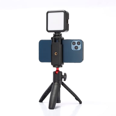 WE Vlog Video Cámara Smartphone Kit Trípode Micrófono Ajustable en Altura con Luz LED, Soporte de Teléfono, DSLR Teléfono Compatible Youtube Vlog