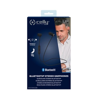 Celly BH STEREO 2 Auriculares Inalámbrico Dentro de oído, Banda para cuello Llamadas/Música MicroUSB Bluetooth Negro