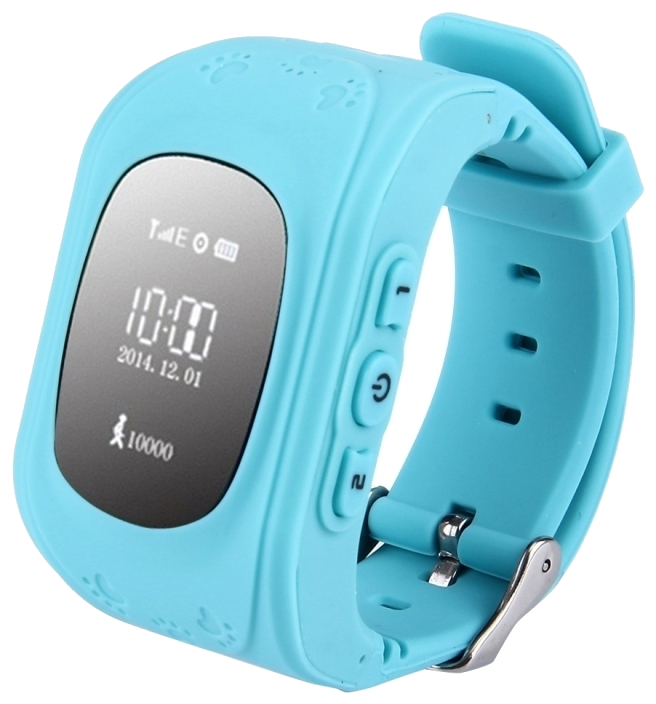 Montre Traceur GPS Android iOs Enfant Connectée Sos Podomètre Alarme Appel Bleu Plastiques ABS + Sil