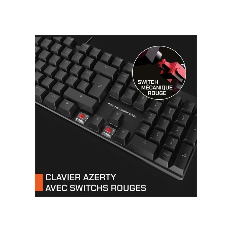 Clavier Mécanique Filaire Nova Hercule – AZERTY, Switchs Bleus, Rétroéclairage LED RGB - vue 3