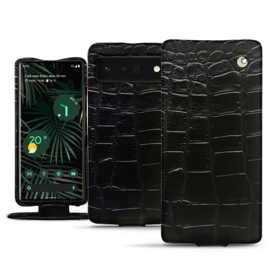 Housse cuir Google Pixel 6 Pro -  - Noir - Cuir Abaca