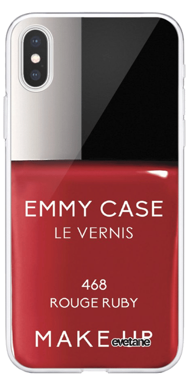 Evetane Coque Apple iPhone XlXs silicone transparente Motif Vernis Rouge ultra resistant