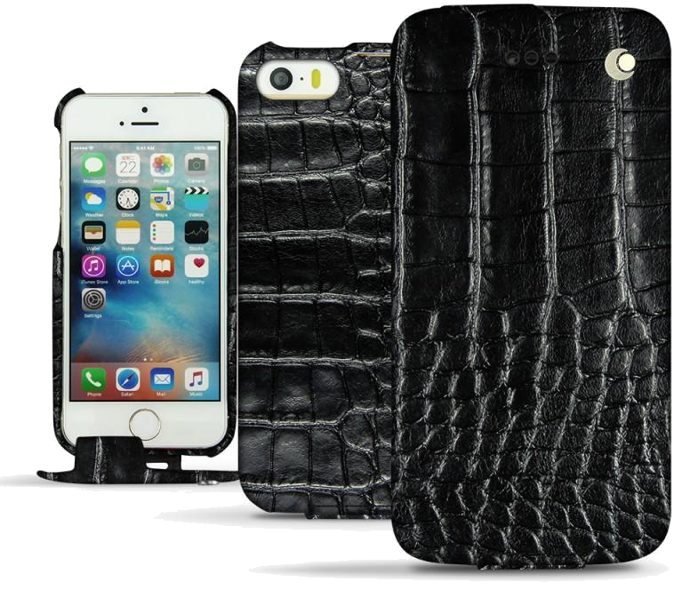 Housse cuir Apple iPhone SE - Rabat verticalNoir