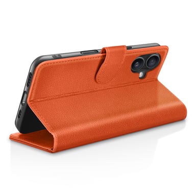 Zanaé Funda tipo cartera para iPhone 16 con soporte y lengüeta magnética Naranja