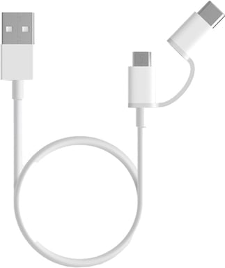 Cable Xiaomi Mi USB vers Micro USB + Type C 30cm (Blanc)